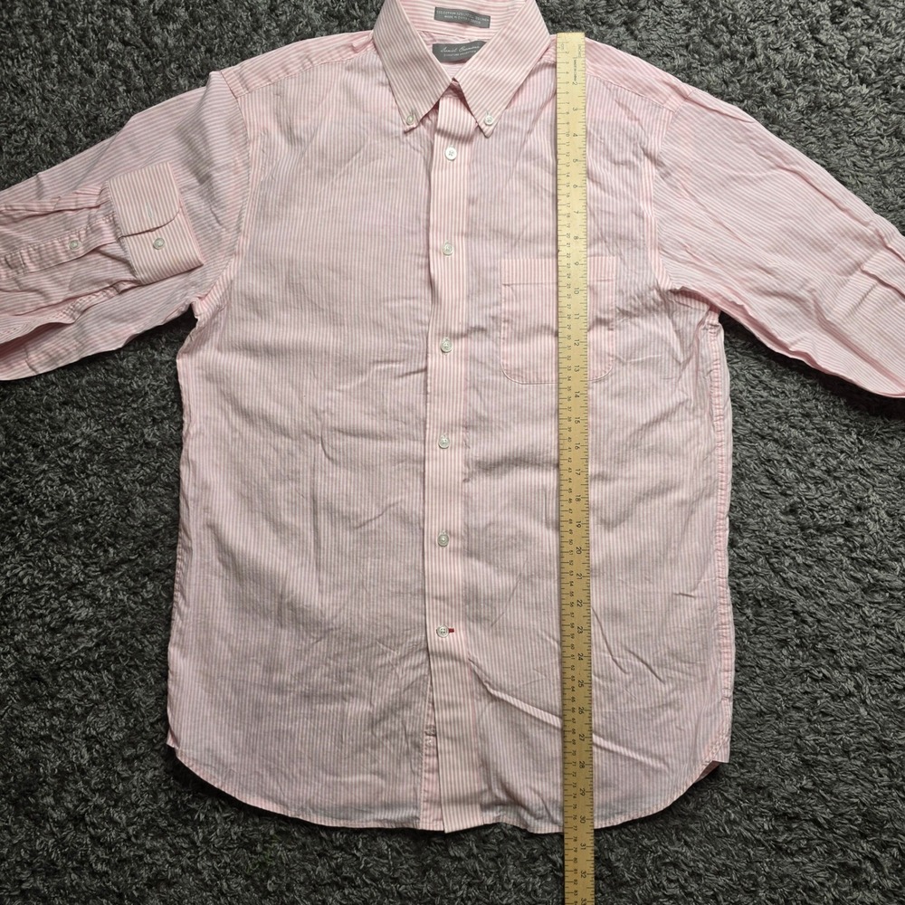 Daniel Cremieux Signature Collection Pink Stripe Cotton Linen Blend Shirt Mens M - Picture 3 of 5